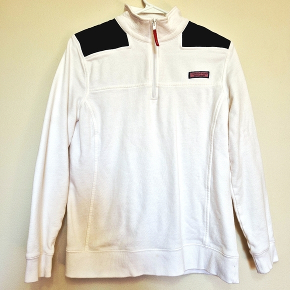 Vineyard Vines White American Flag Quarter-Zip Pullover – Size Small - Picture 2 of 4